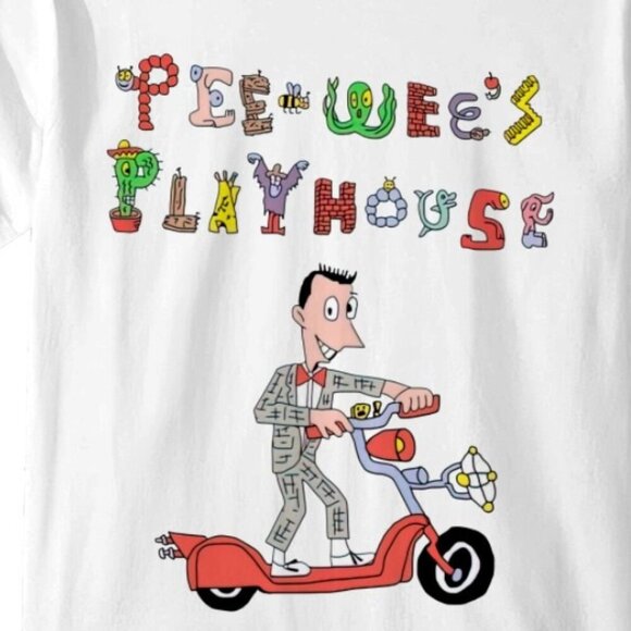 Playhouse Scooter Pee Wee Herman Retro Movie TV Show Character Graphic T-Shirt - Picture 2 of 5